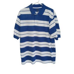 BKLYN United Polo Shirt Men White Blue Striped XL